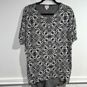 Lularoe Irma shirt black gray tunic  high low short sleeve stretch xxs oversized